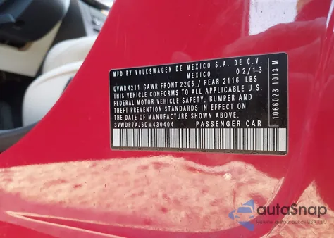 2013 Volkswagen Jetta 2.5L Se из США, поврежденный, VIN 3VWDP7AJ6DM430404